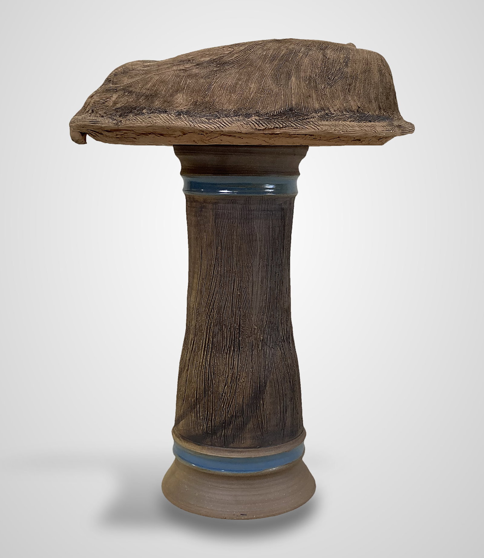 David L. Davis Pottery Cat Bird Bath - 4
