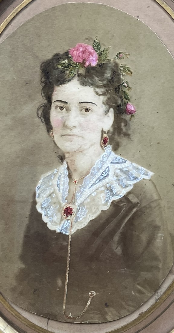 19th-Century Hand-Embellished Portrait of a Woman - 2