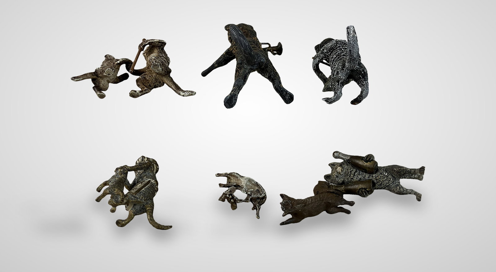 Cold Painted Bronze Miniature Cats Including Franz Bergman - 3