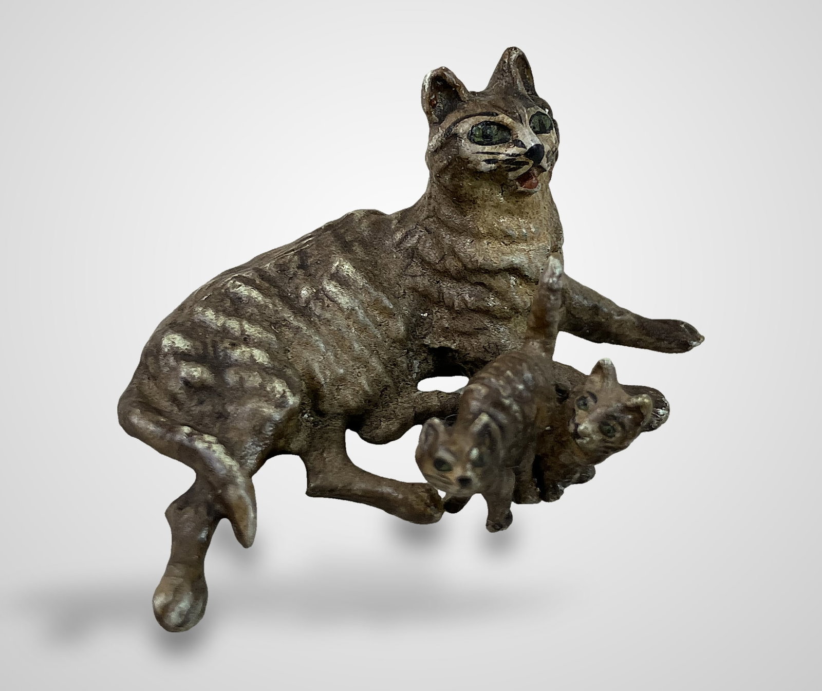 Cold Painted Bronze Miniature Cats Including Franz Bergman - 8