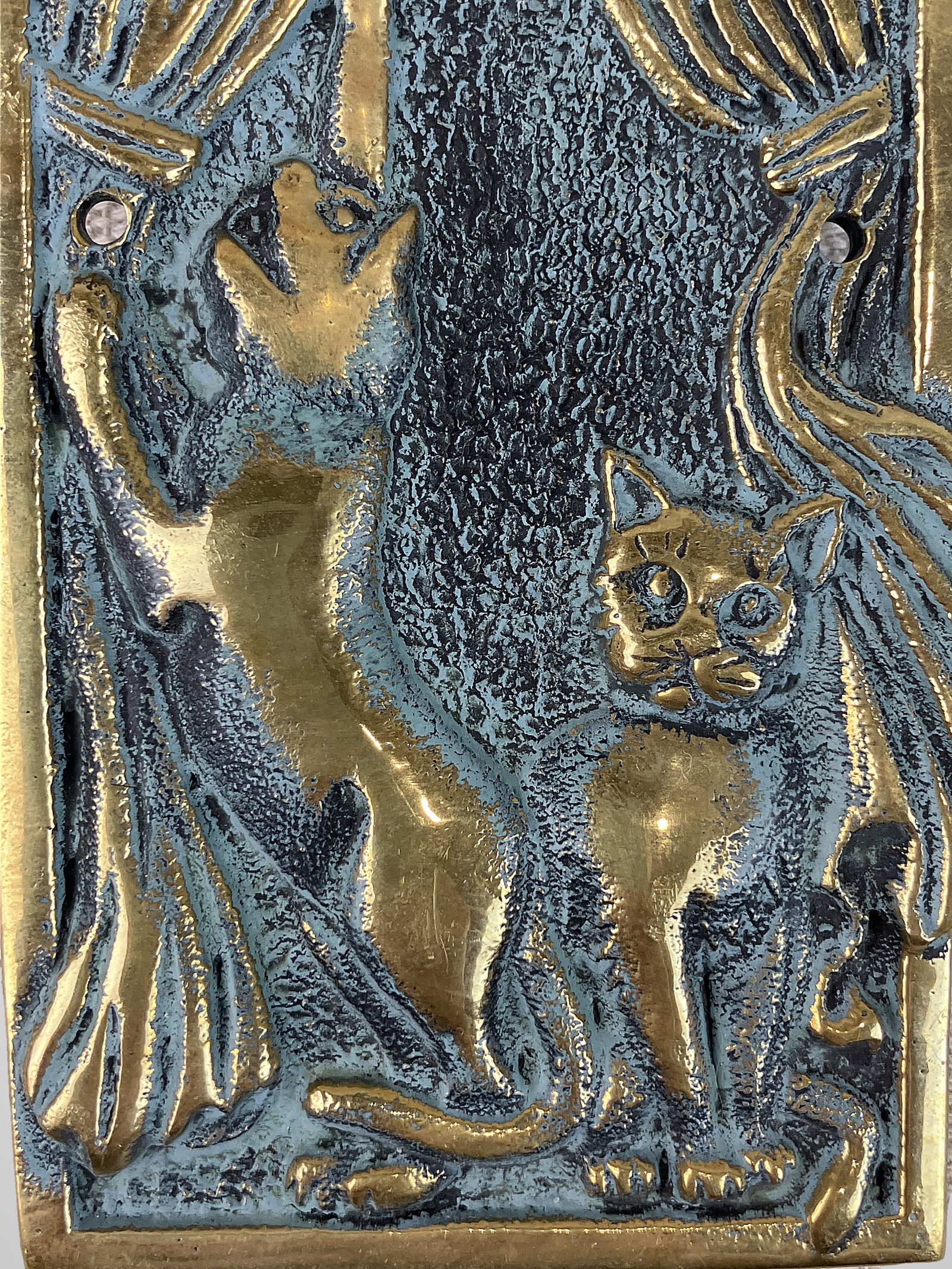 Art Nouveau Style Cat Brass Doorbell - 2