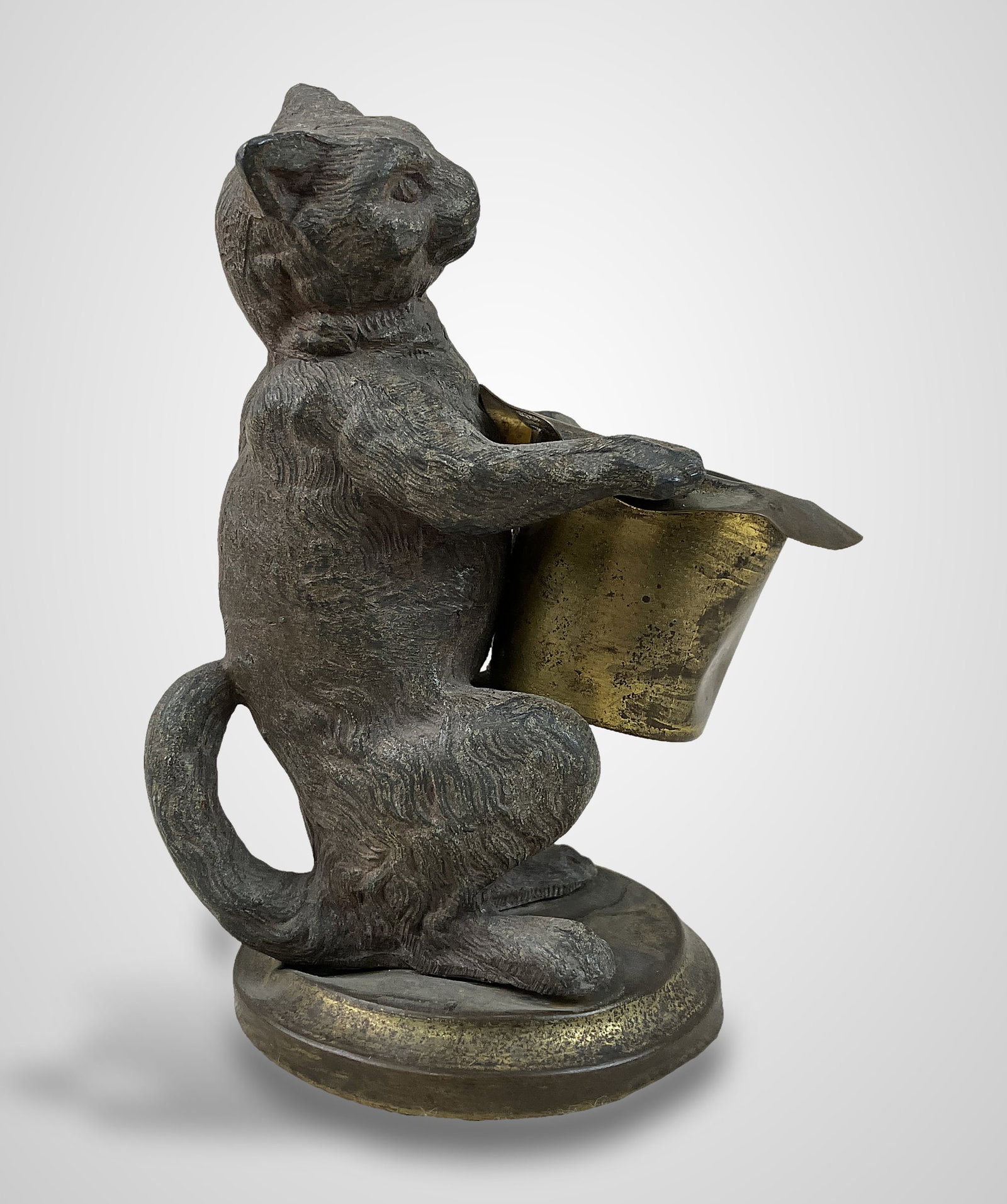 Mixed Metal Cat Candlestick - 4