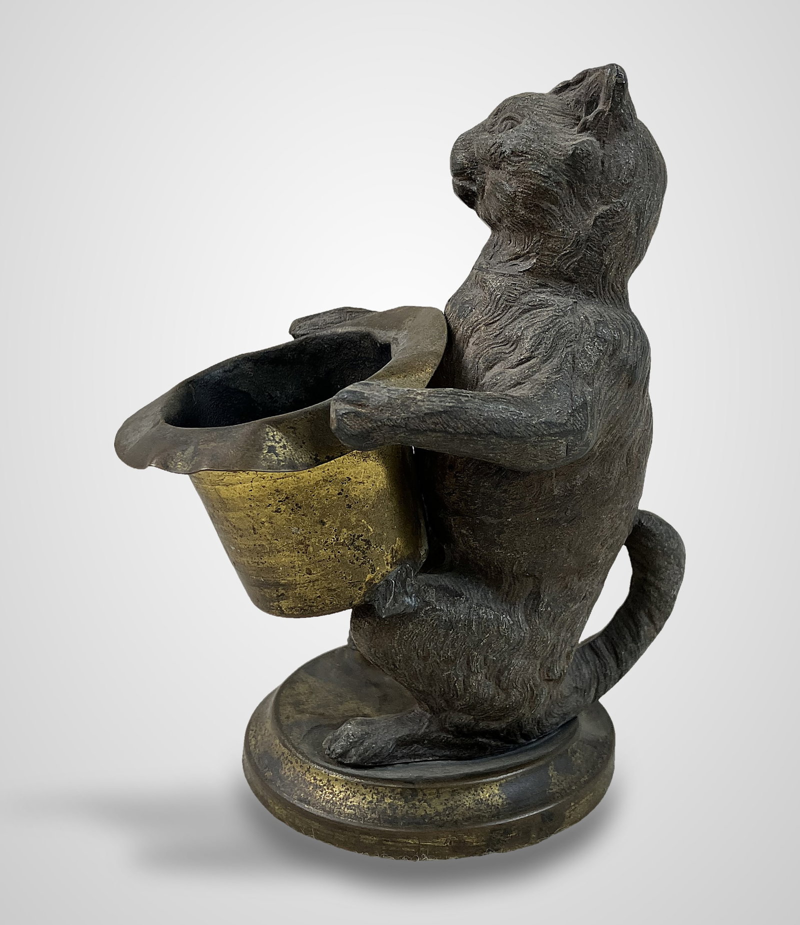Mixed Metal Cat Candlestick - 6