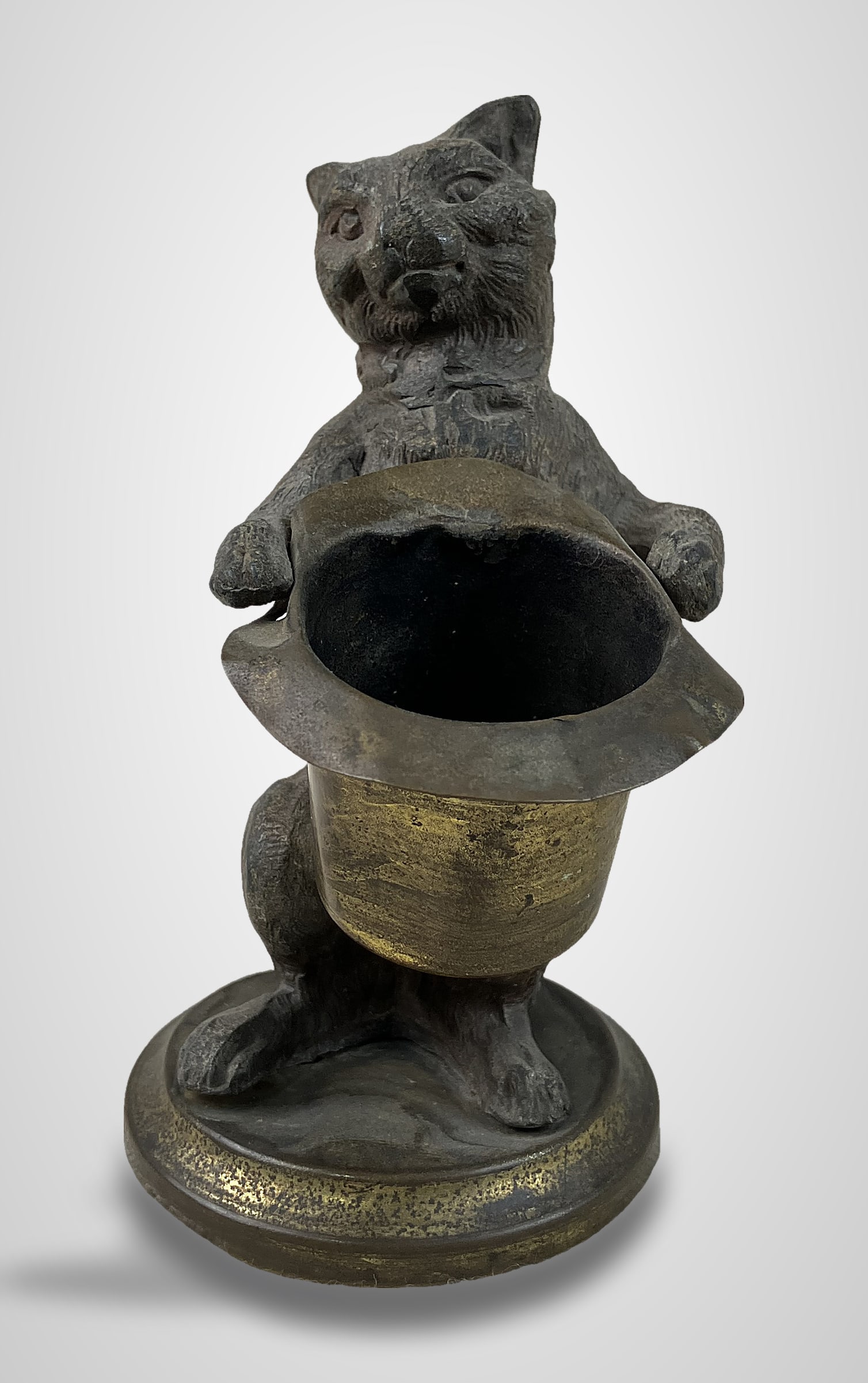 Mixed Metal Cat Candlestick - 7