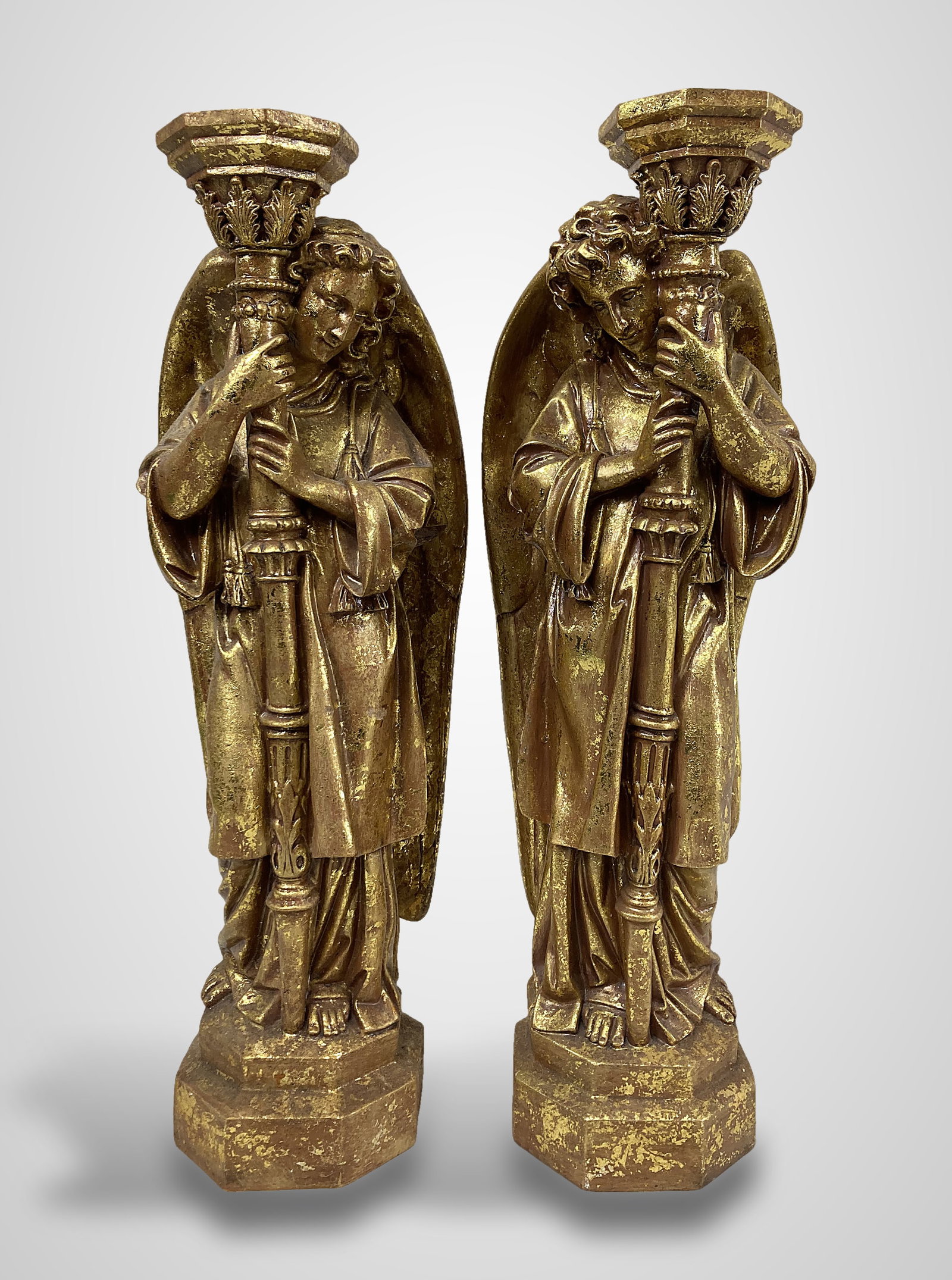 Contemporary Gilt Angel Candlesticks - 2