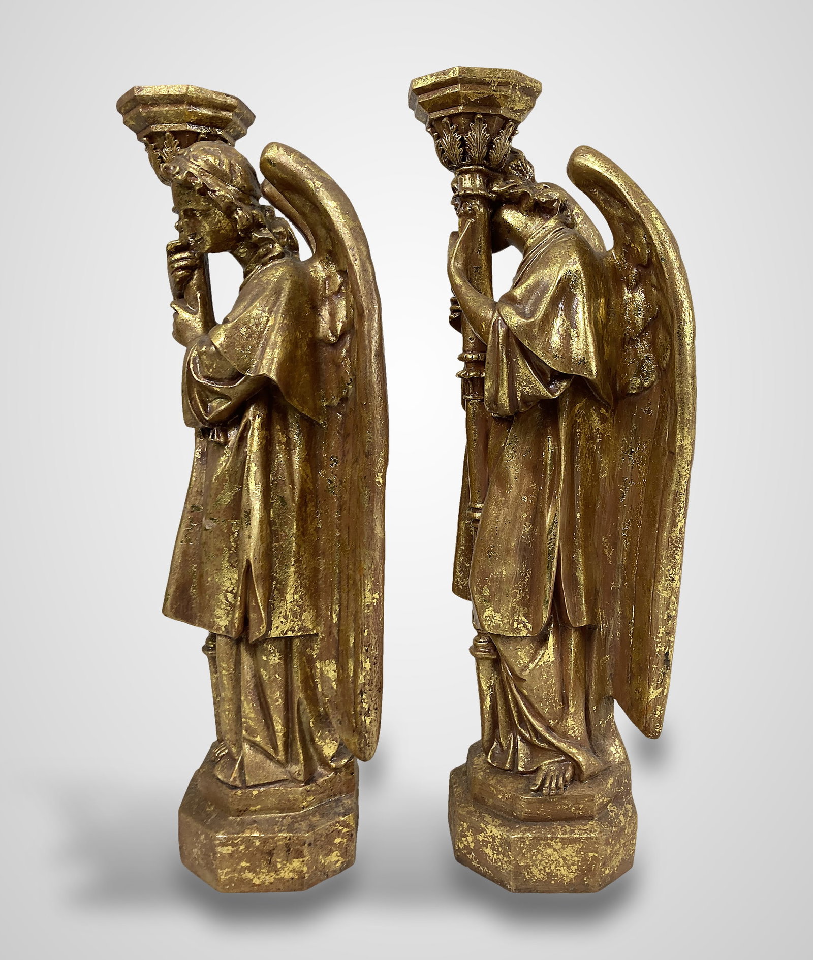 Contemporary Gilt Angel Candlesticks - 3