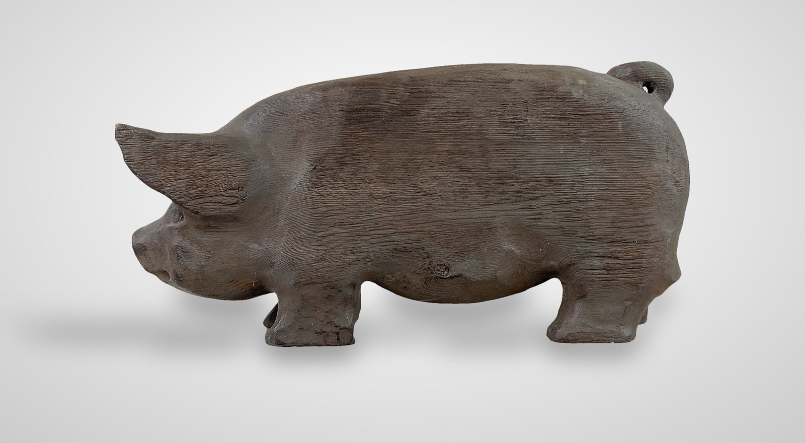 Signed Folk Art Carved Pig - 3