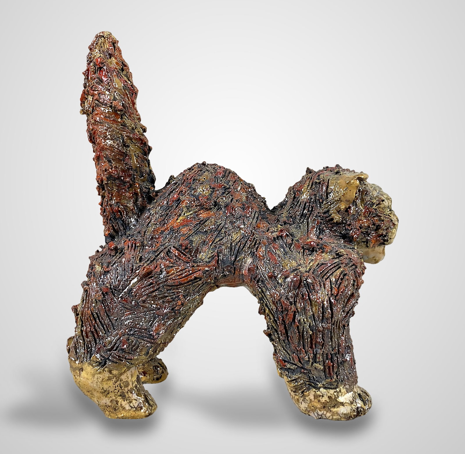 Raku Pottery Cat Sculpture - 6
