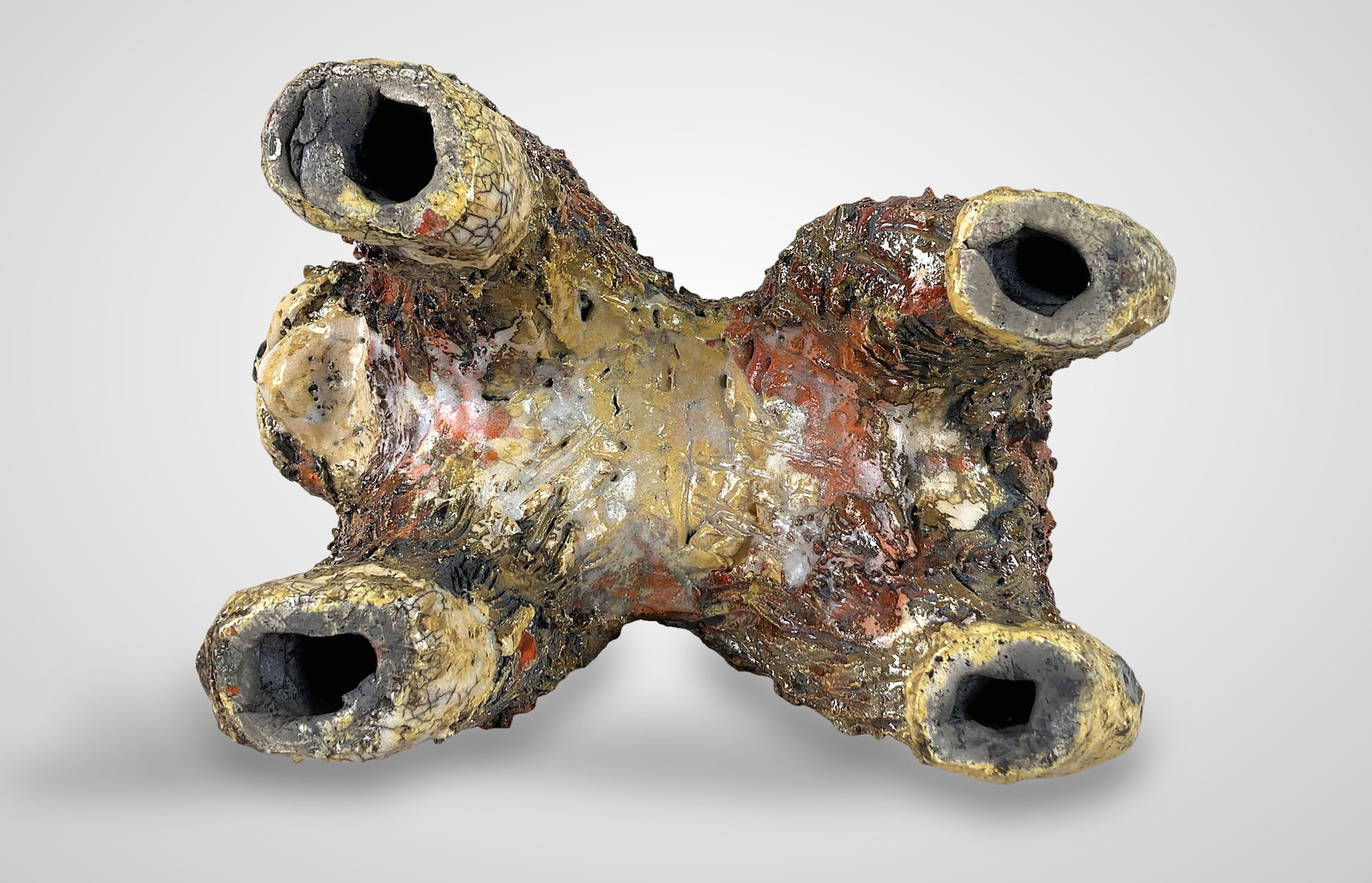 Raku Pottery Cat Sculpture - 8