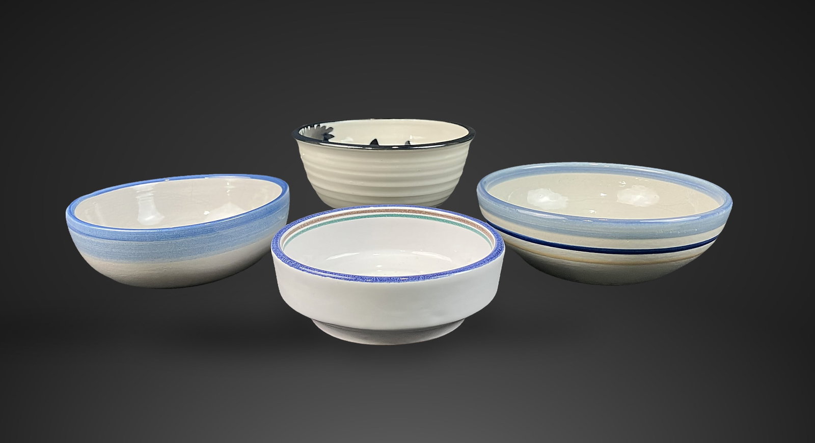 Cat-Decorated Studio Pottery Bowls - 3