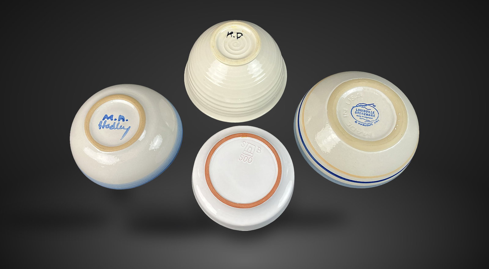 Cat-Decorated Studio Pottery Bowls - 4