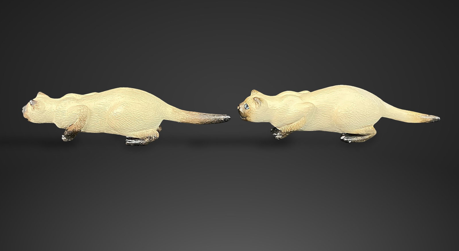 Miniature Polychrome Siamese Cat Figurines - 3