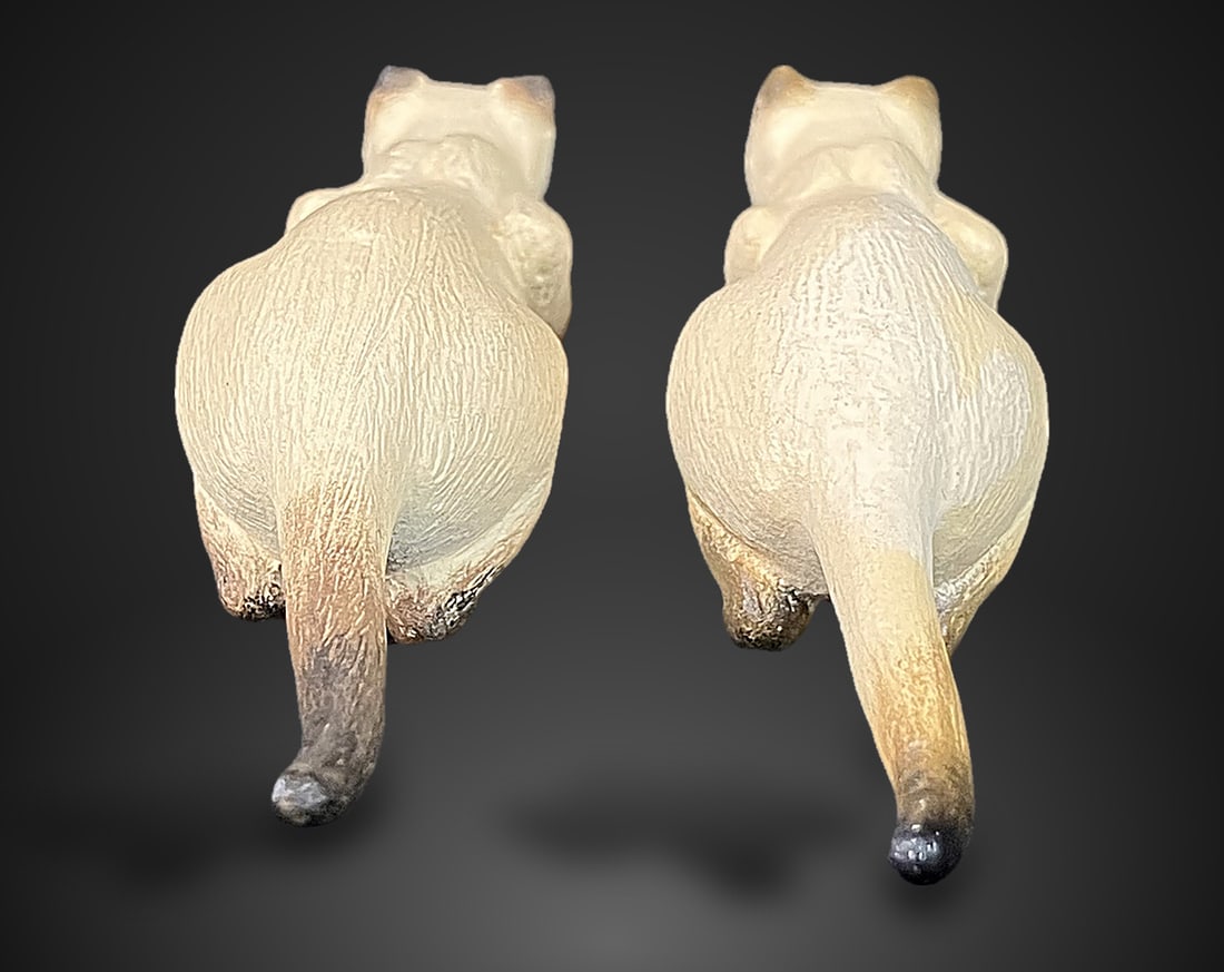 Miniature Polychrome Siamese Cat Figurines - 4