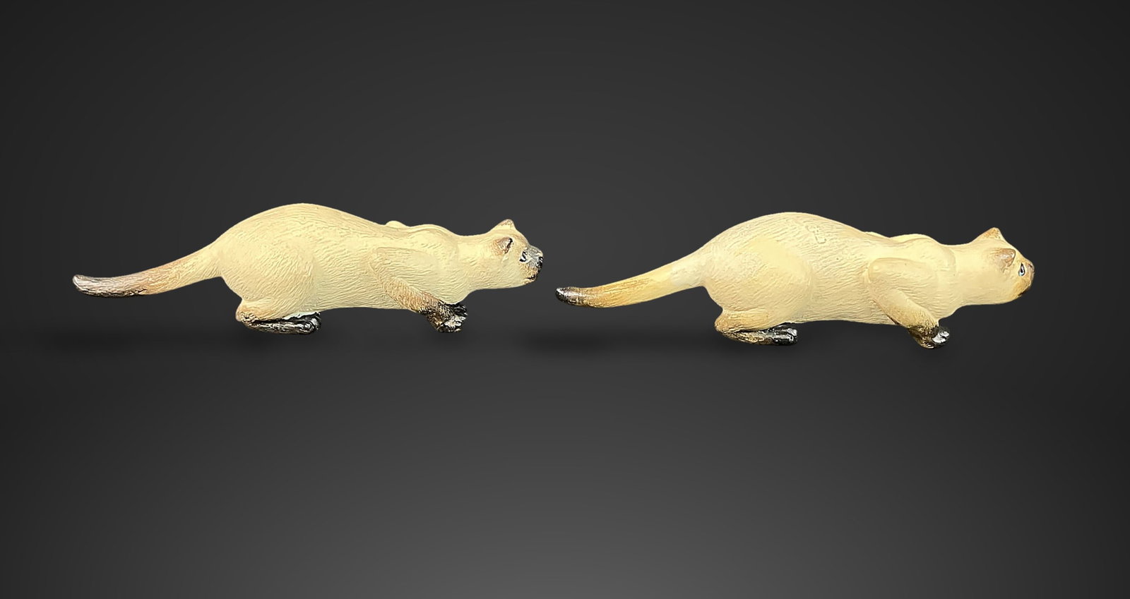 Miniature Polychrome Siamese Cat Figurines - 5