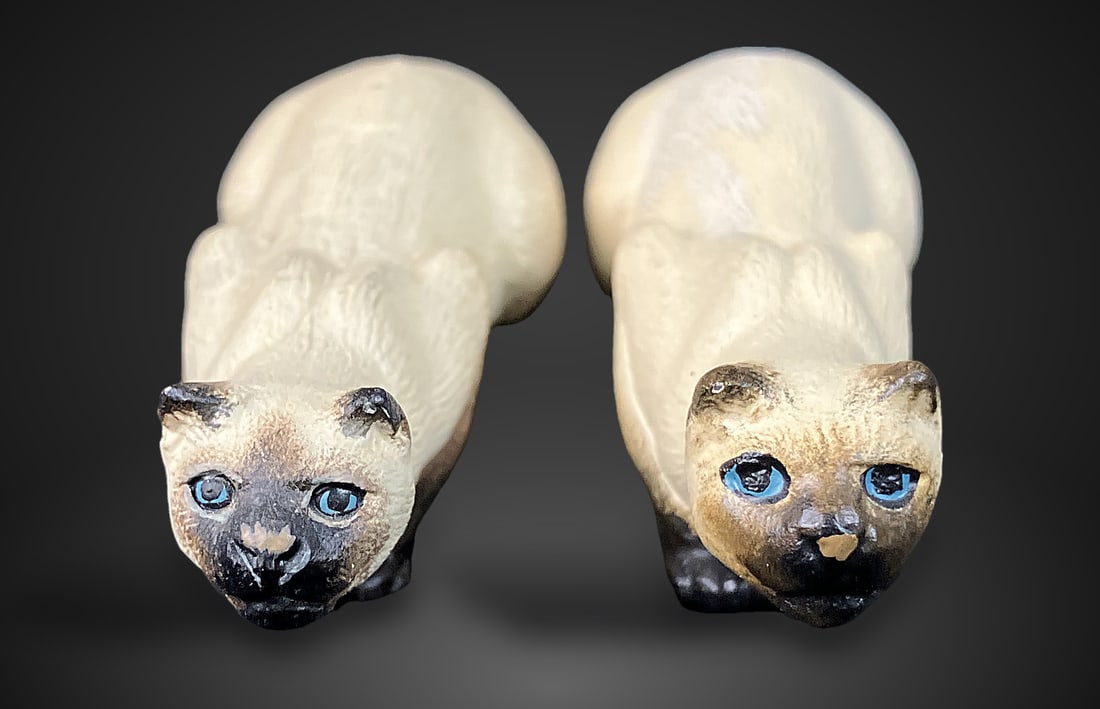 Miniature Polychrome Siamese Cat Figurines - 6