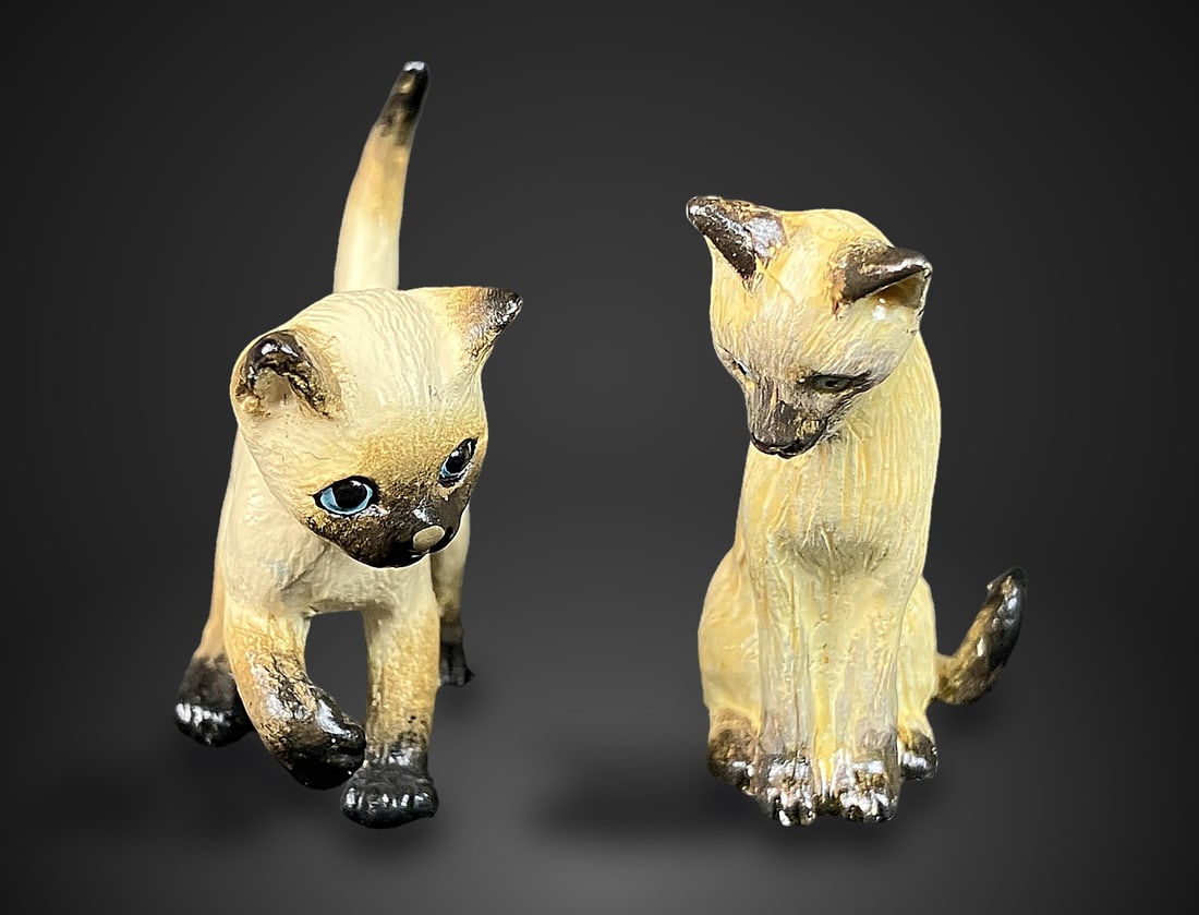 Miniature Polychrome Siamese Cat Figurines - 8