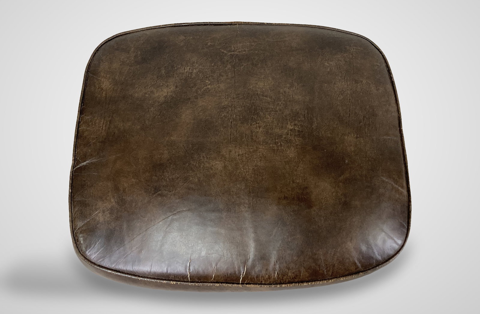 Brown Leather Ottoman - 3