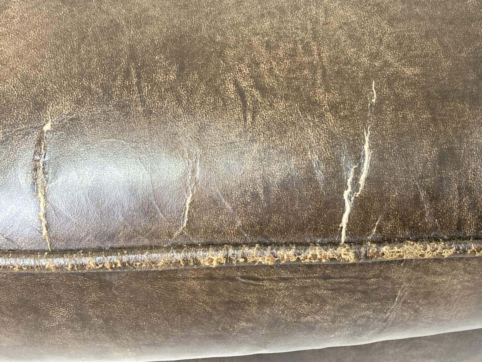 Brown Leather Ottoman - 4