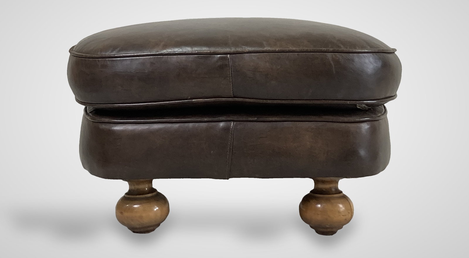 Brown Leather Ottoman - 5