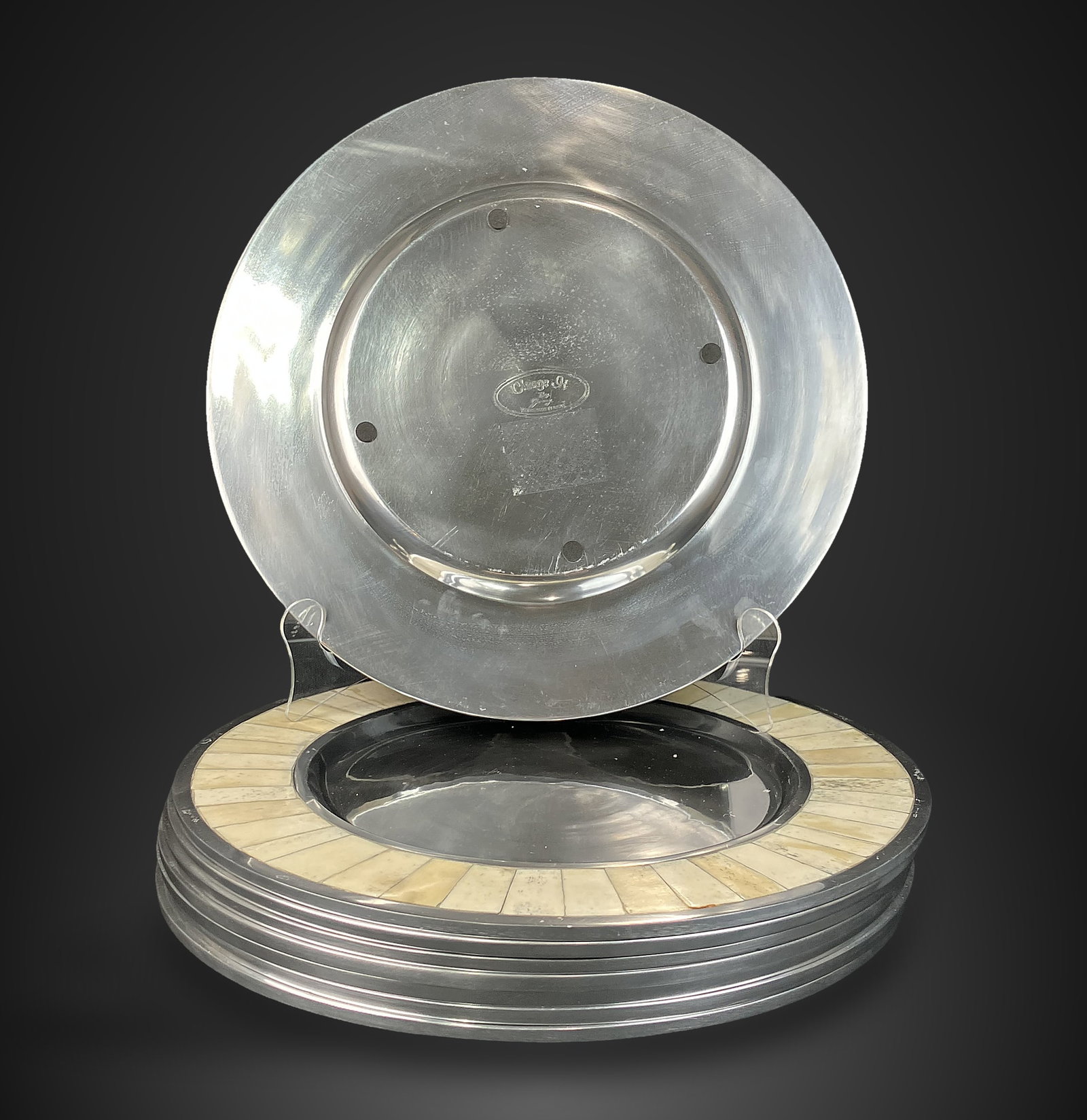 Set of Chrome and Bone Style Chargers - 3