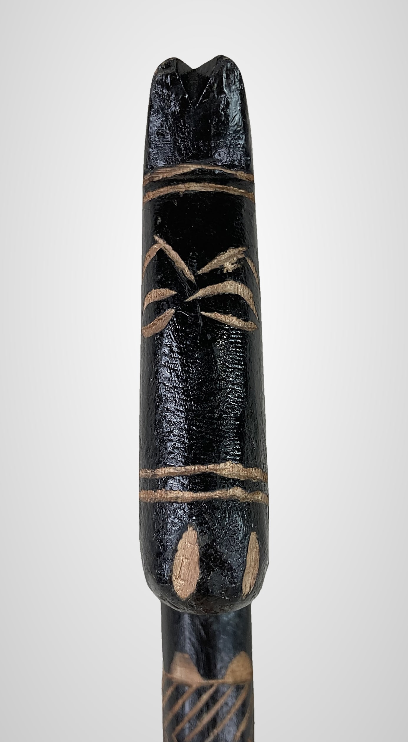 Folk Art Eucalyptus Carved Horse Cane - 5