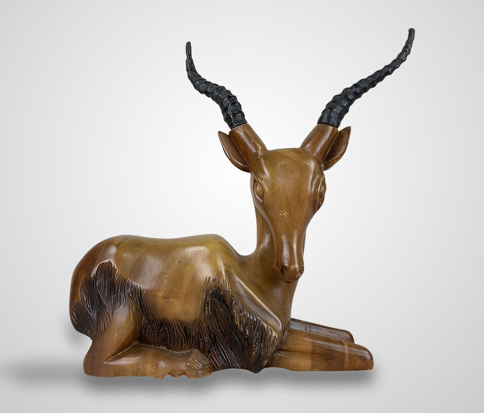 Mid-Century Modern Carved Antelope Sculpture - 2