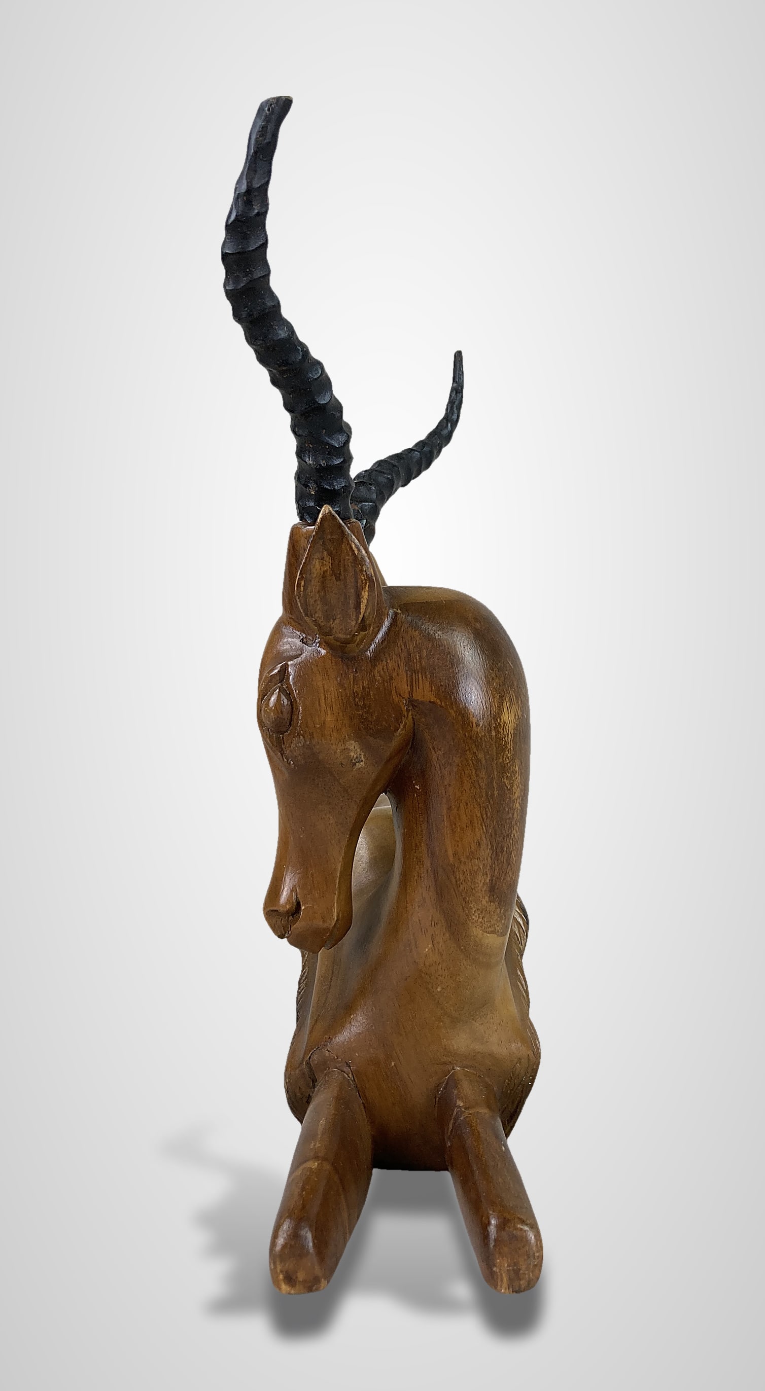Mid-Century Modern Carved Antelope Sculpture - 3