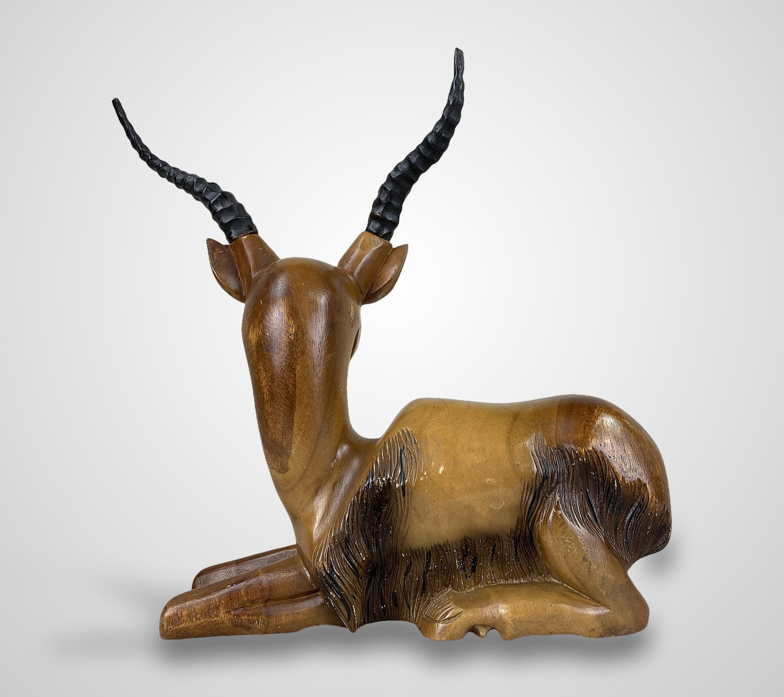 Mid-Century Modern Carved Antelope Sculpture - 4
