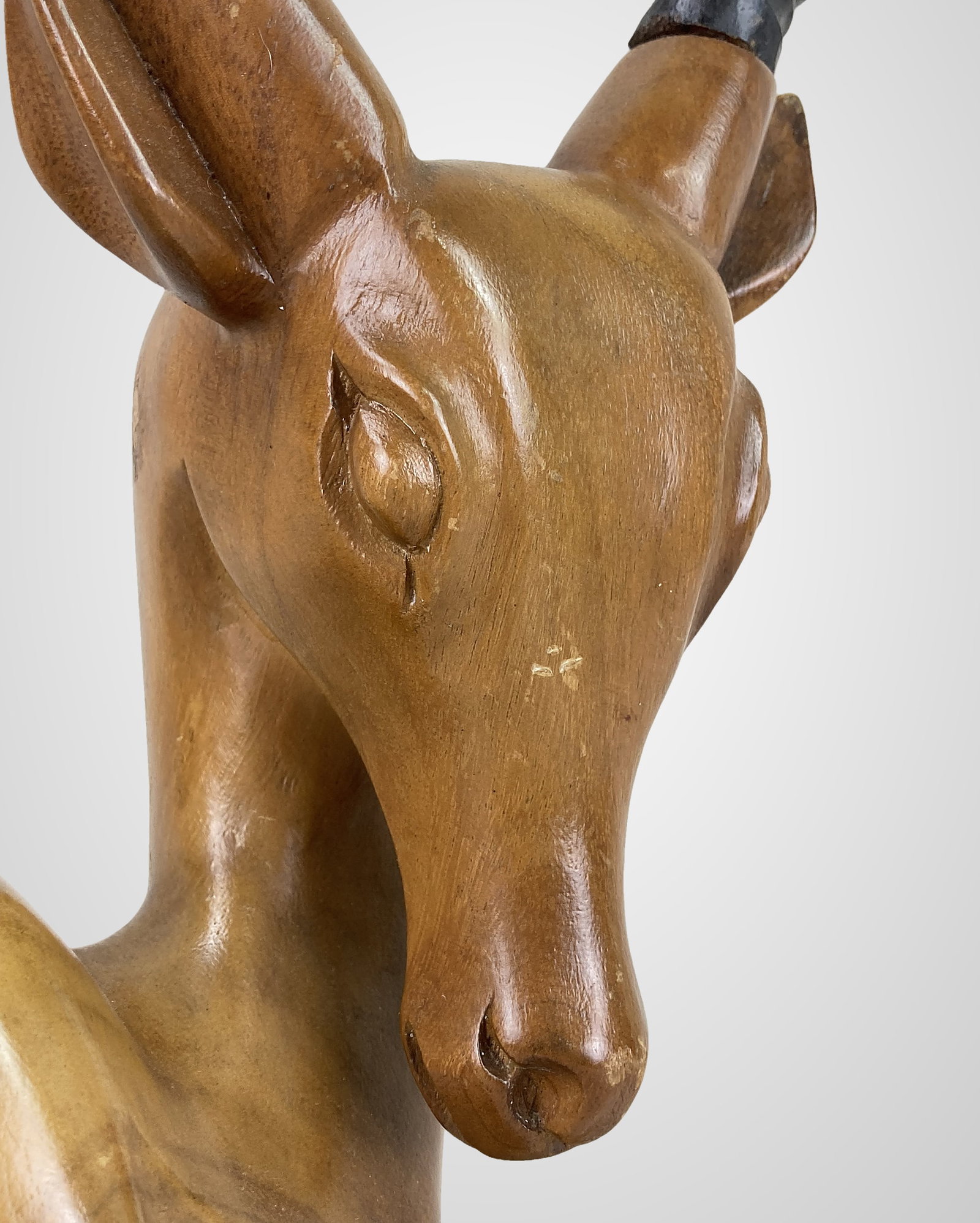 Mid-Century Modern Carved Antelope Sculpture - 8