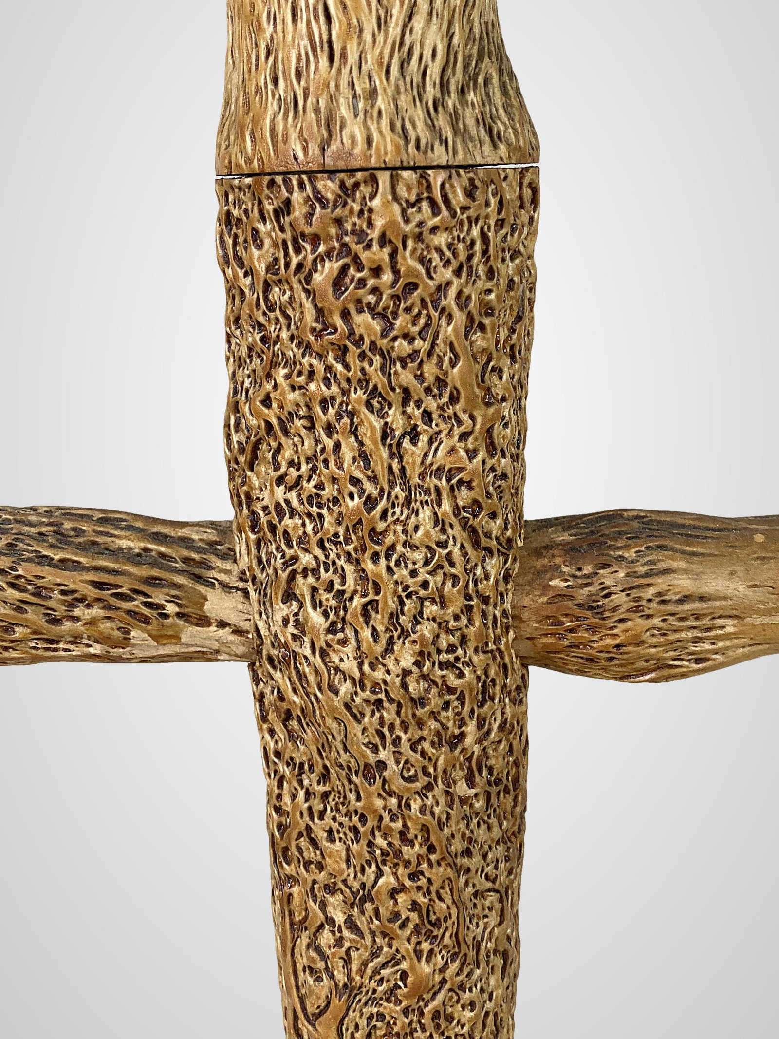 Folk Art Burl Wood Candelabra - 7