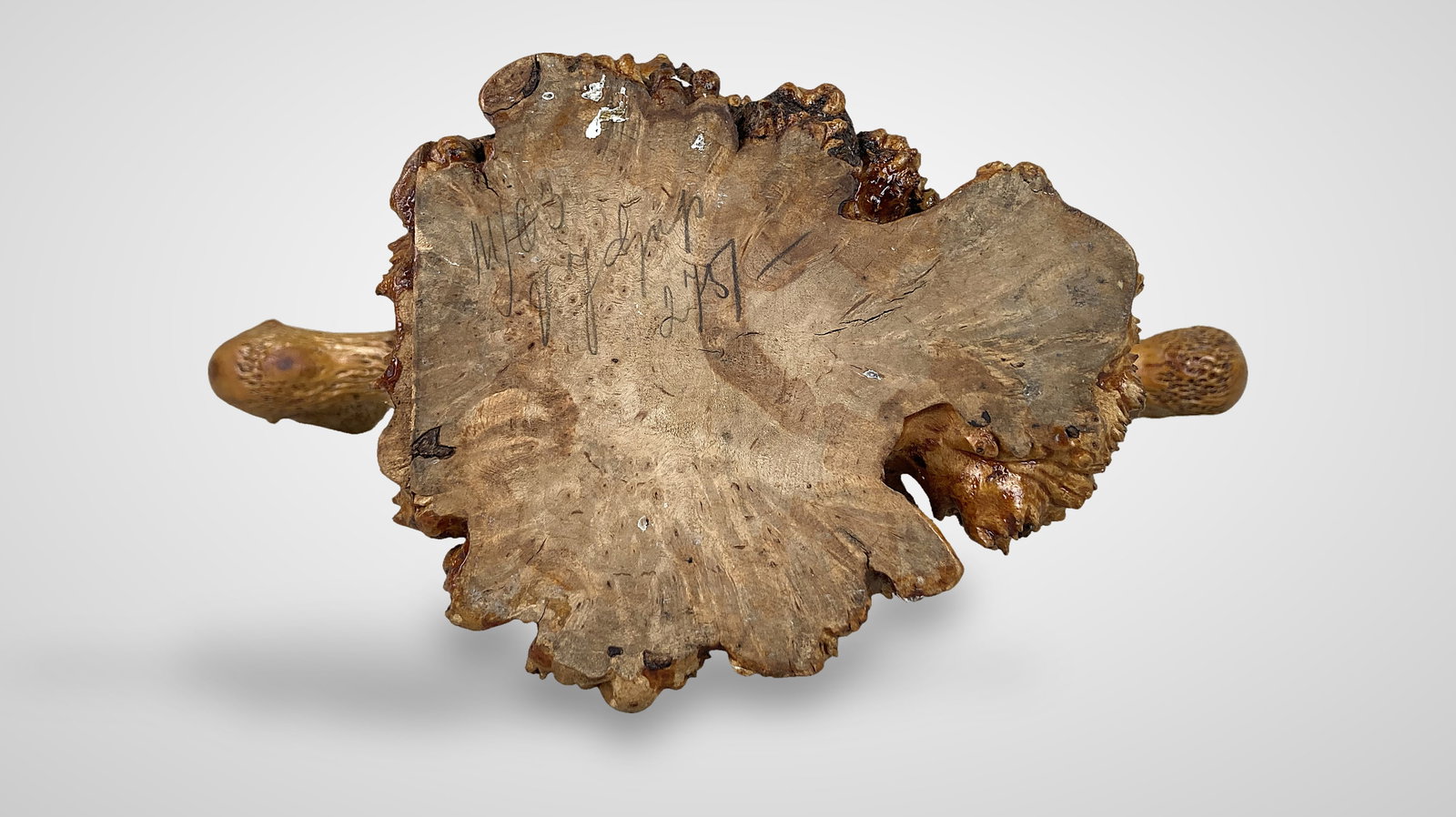 Folk Art Burl Wood Candelabra - 9