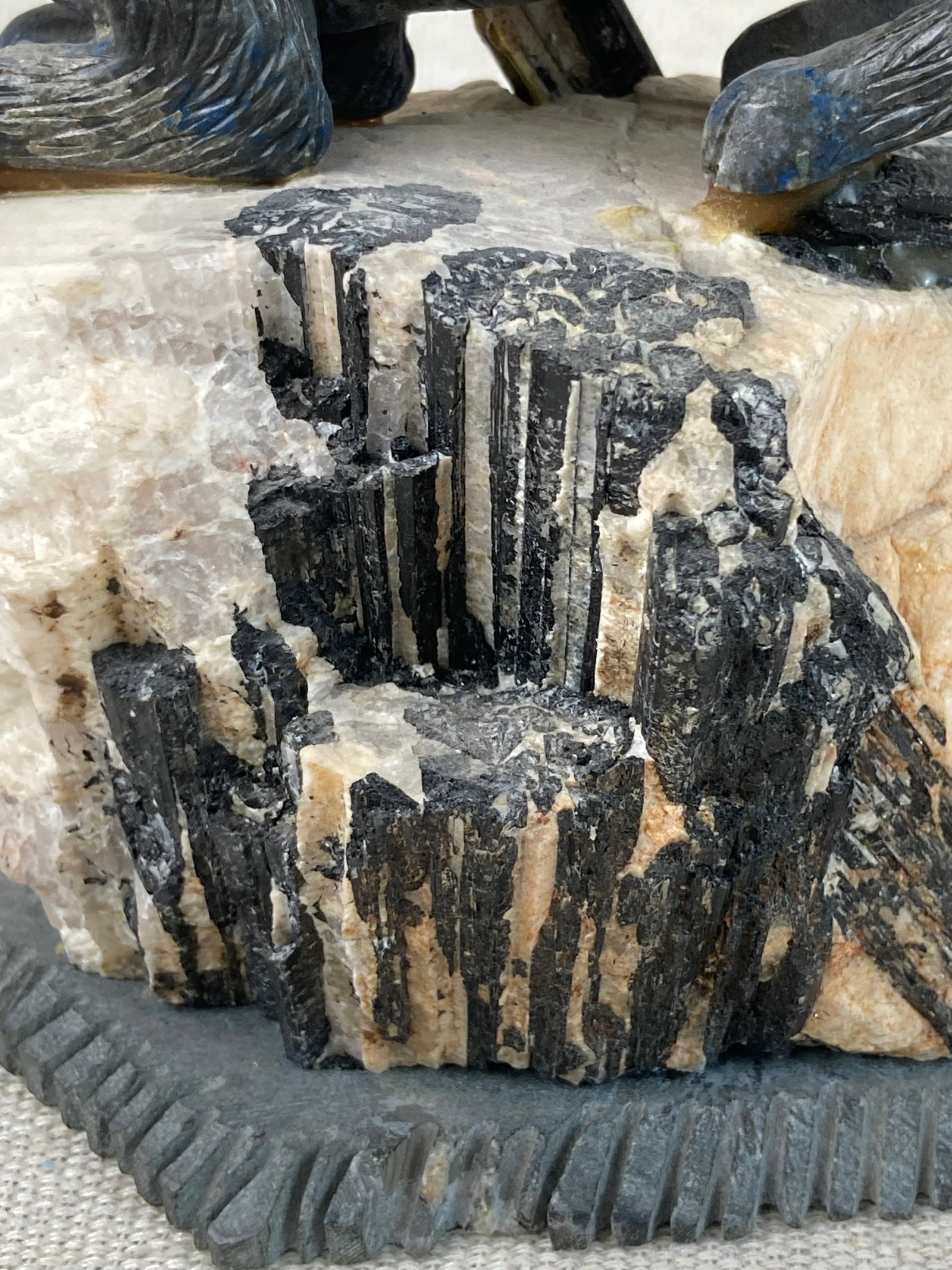 Sodalite and Black Tourmaline Cat Sculpture - 5