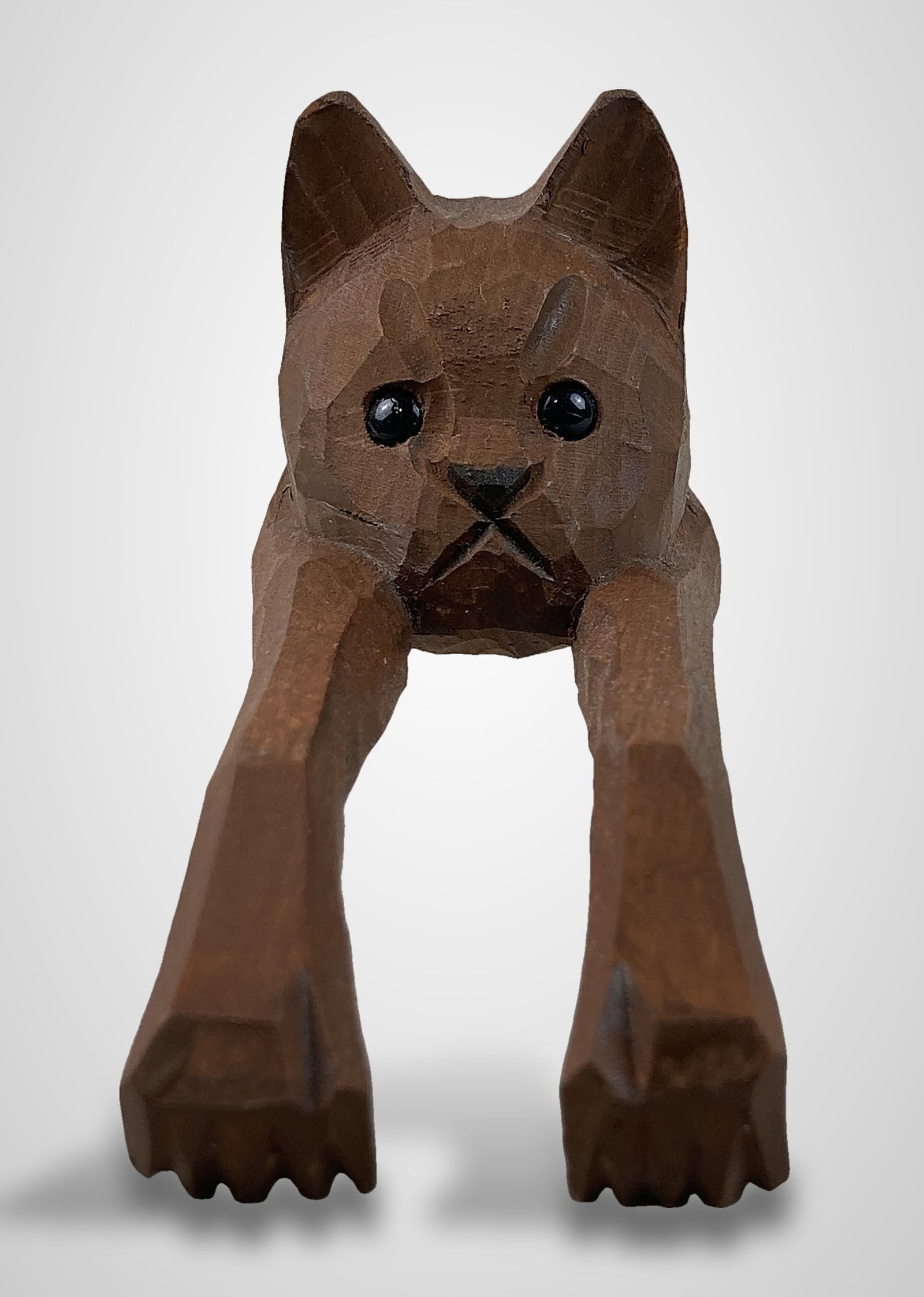 Folk Art Cat Wood Carving - 2