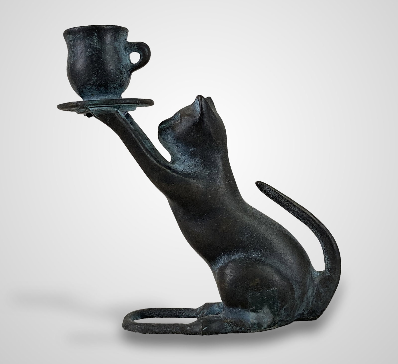Bronze Cat Candle Holder - 4