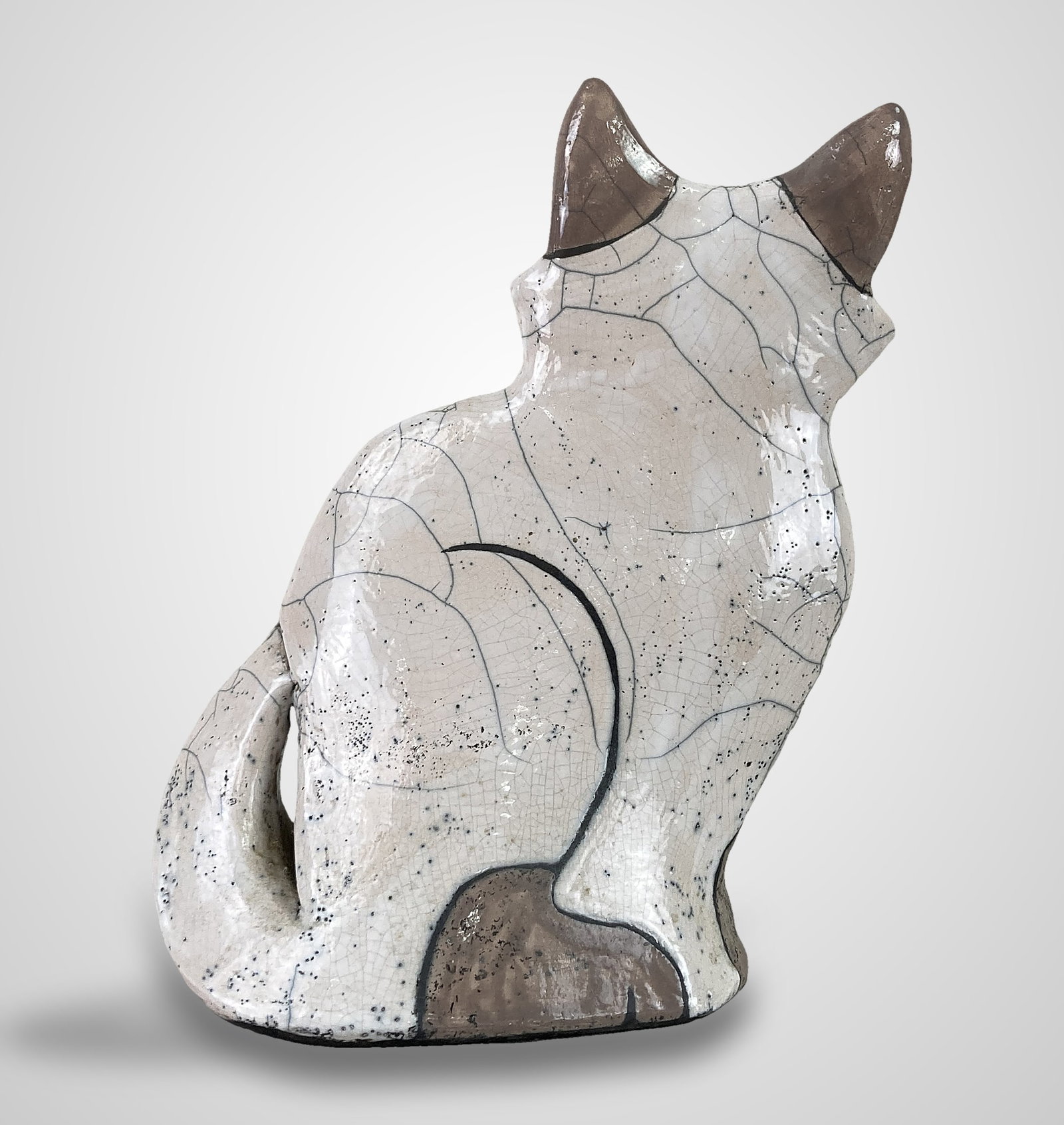 Elenaor Madonik Raku Pottery Siamese Cat - 4