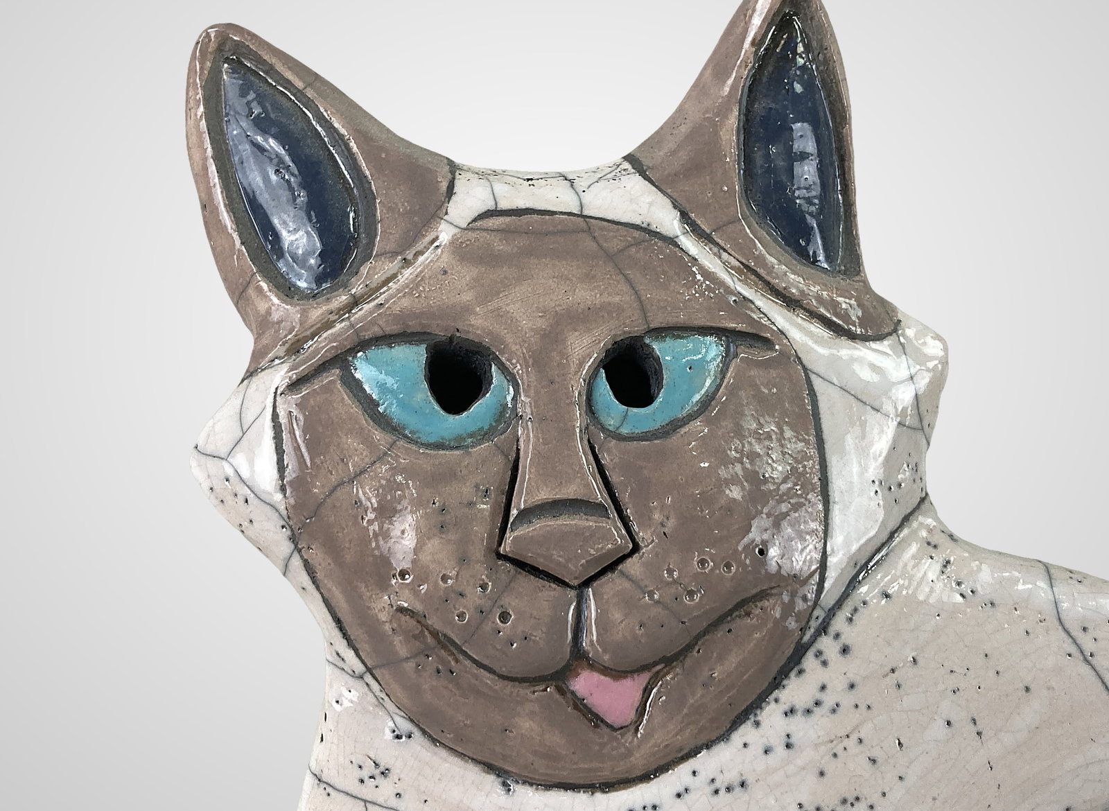 Elenaor Madonik Raku Pottery Siamese Cat - 6