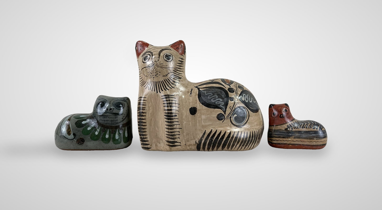 Mexican Tonala Folk Art Pottery Cats Including Jorge Wilmot - 2