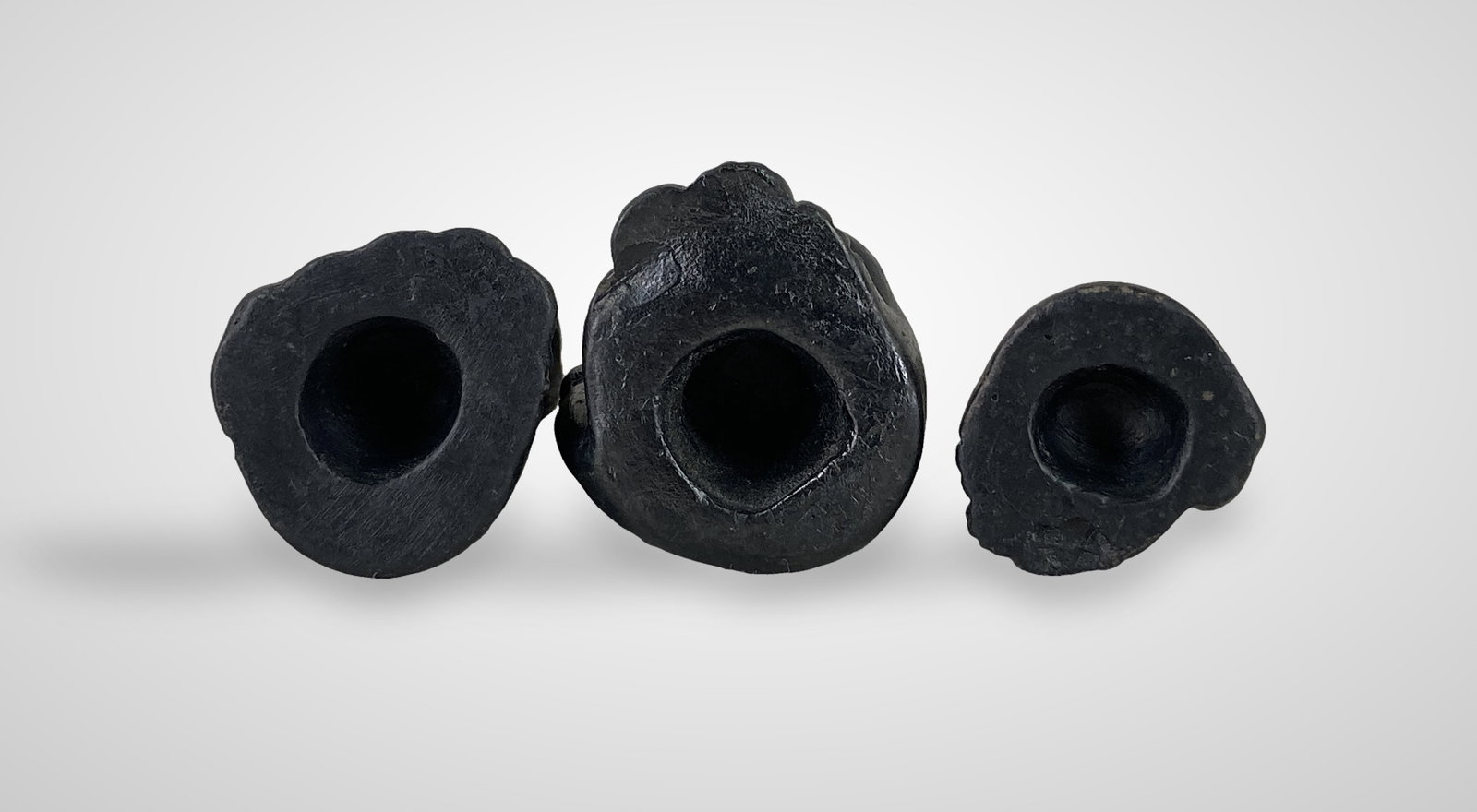 Folk Art Black Clay Cat Figures - 6