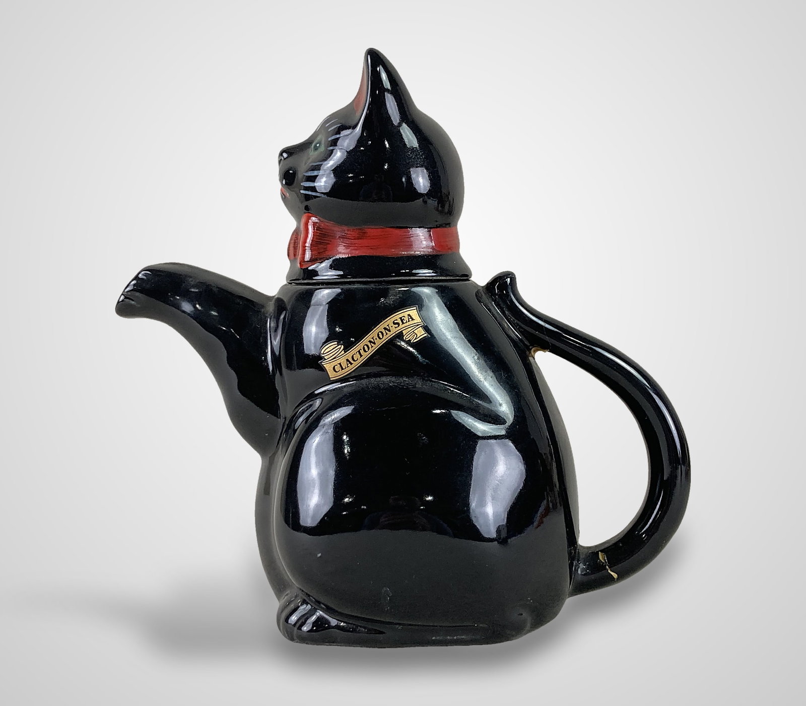 Shafford Redware Black Cat Teapot - 5