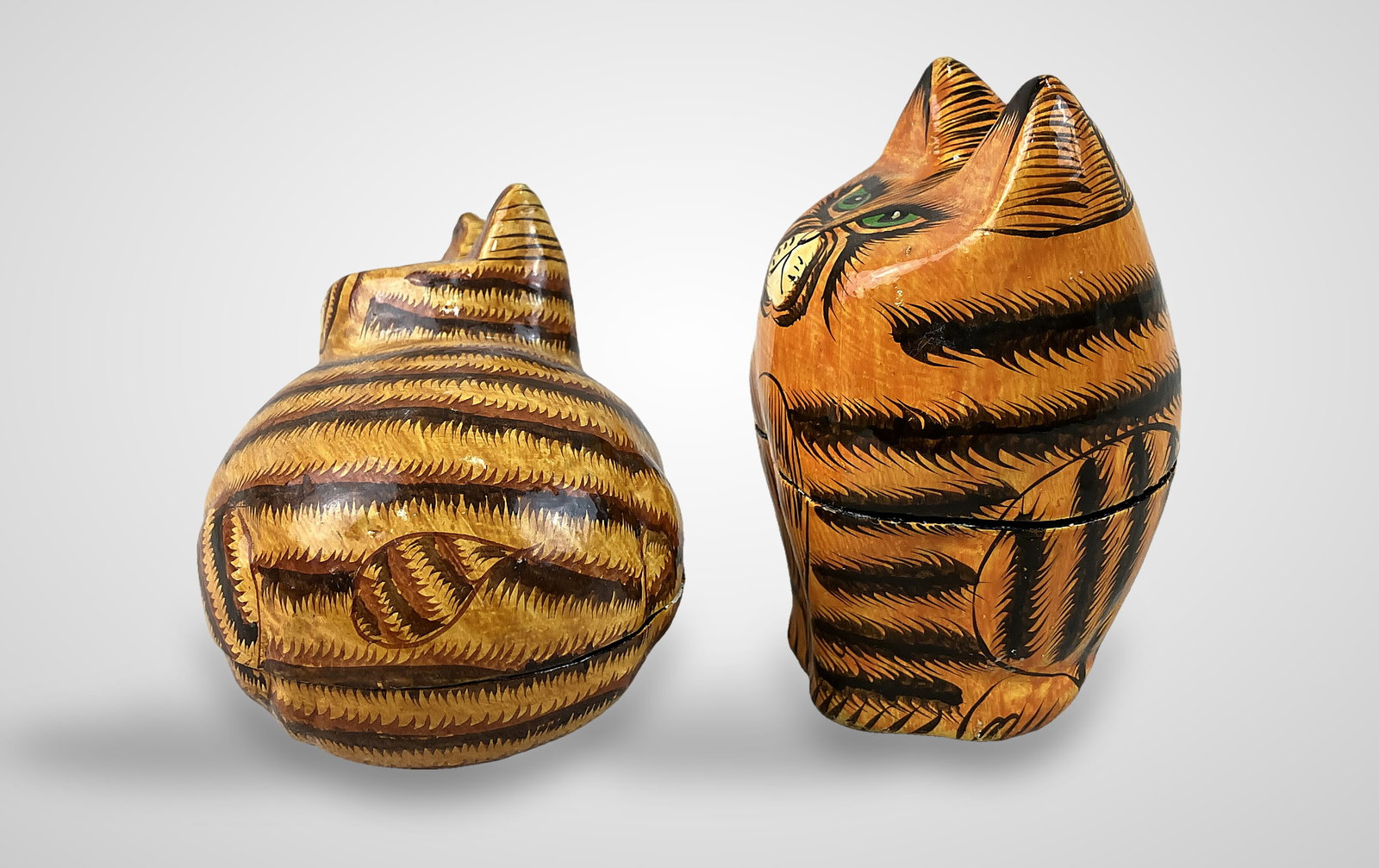 Pair of Cat Lacquer Boxes - 9