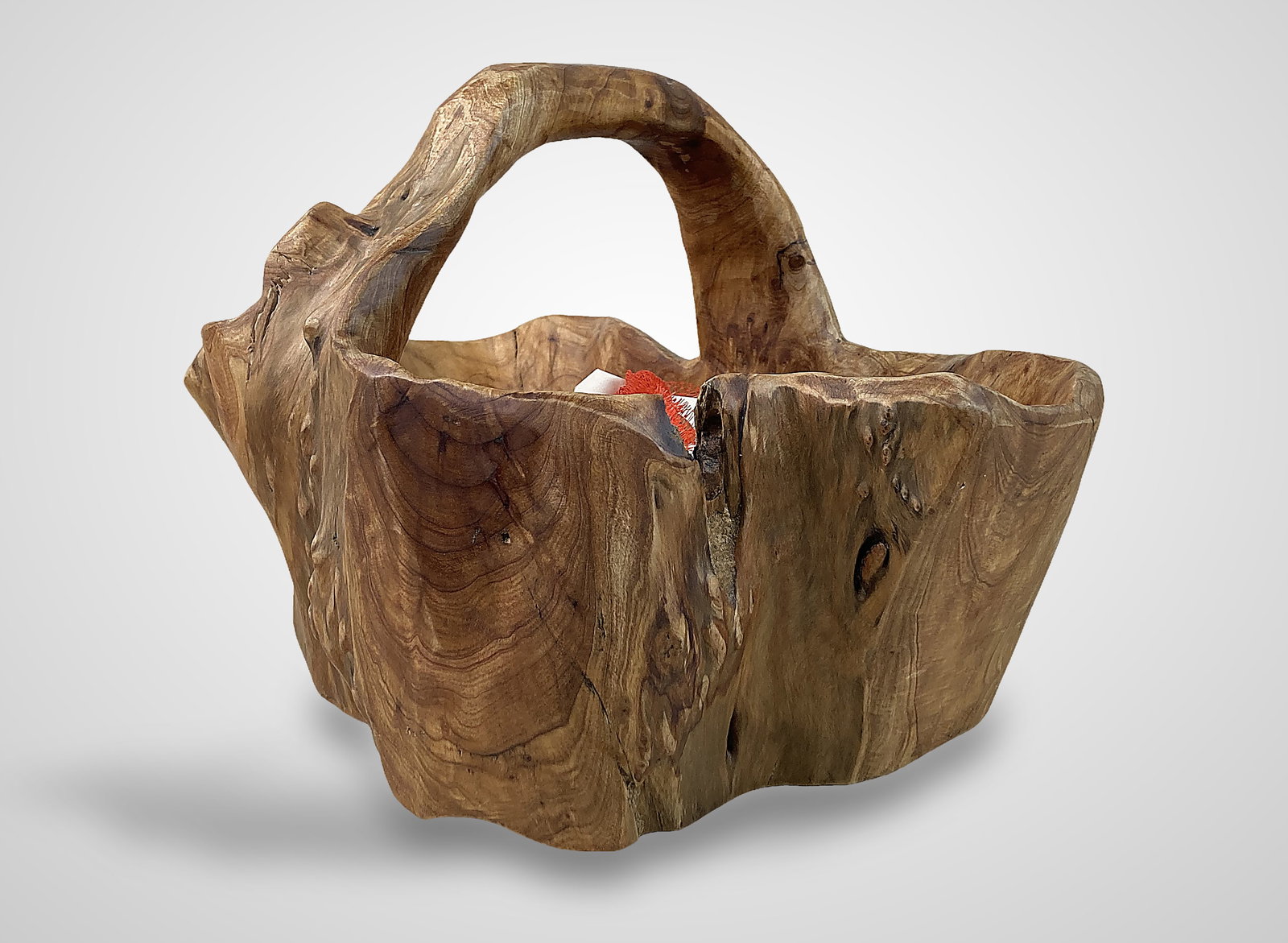 Fir Tree Carved Wood Basket with Cedar Eggs (1 of 10)
