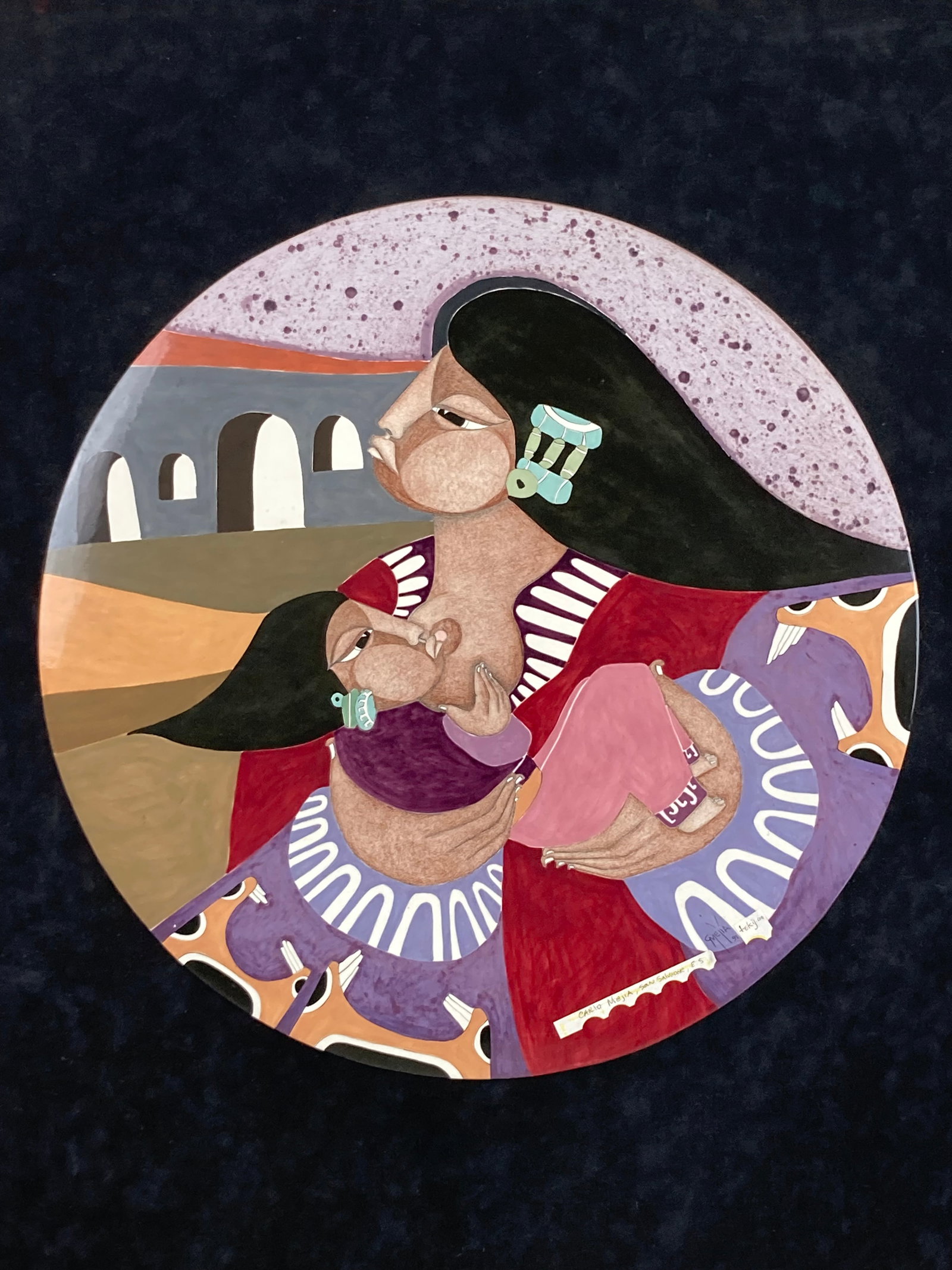 Carlo Mejia, Mother and Child, Pottery Plaque - 2