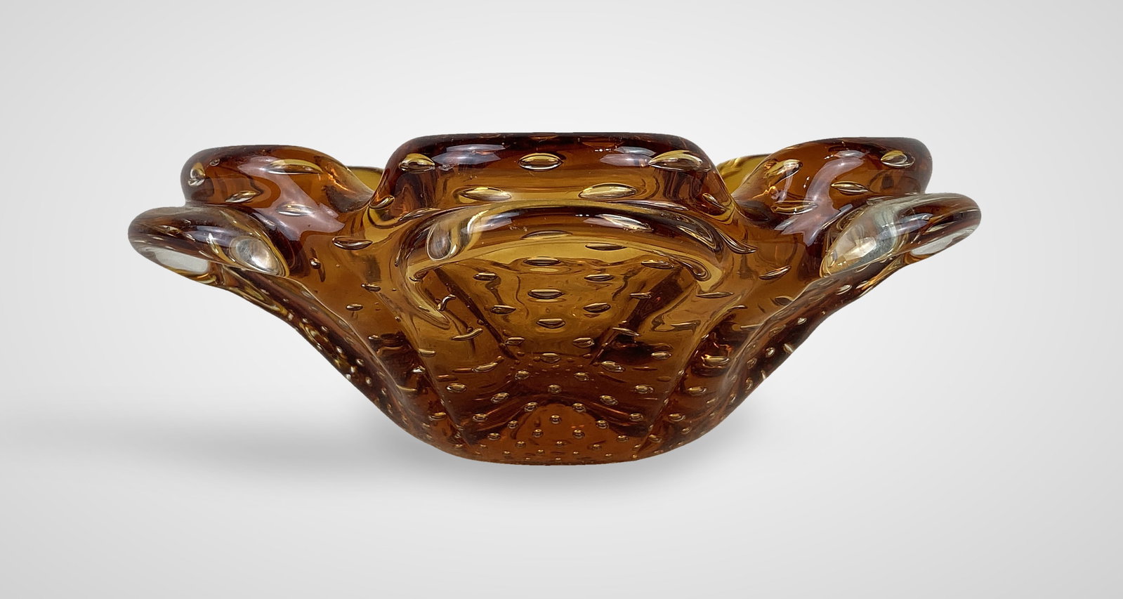 Murano Amber Bullicante Glass Bowl - 2