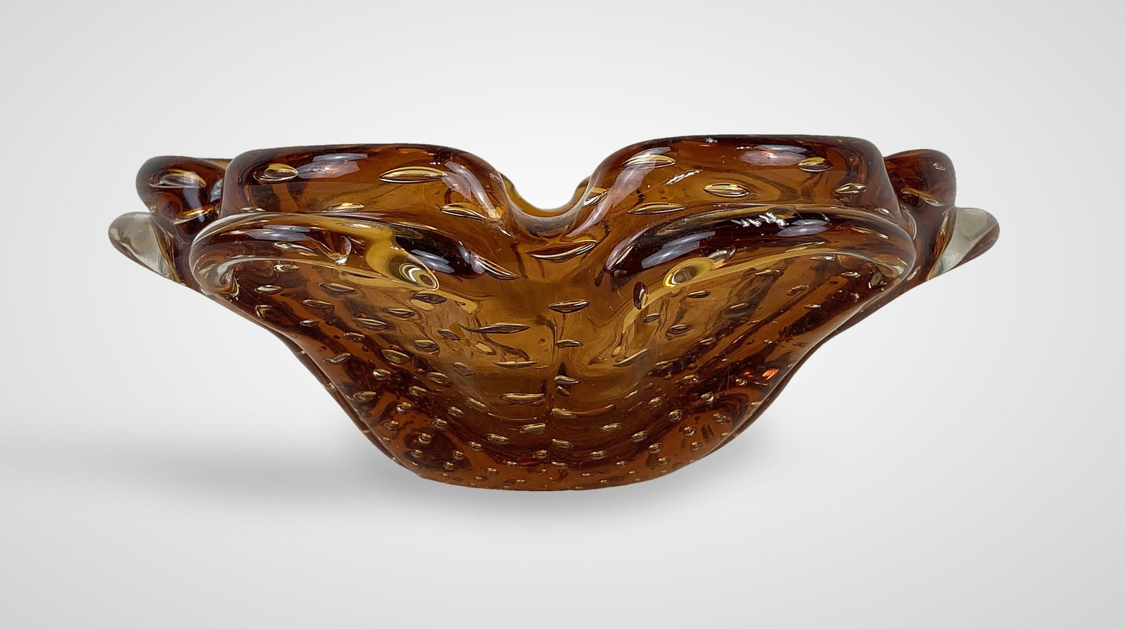 Murano Amber Bullicante Glass Bowl - 3