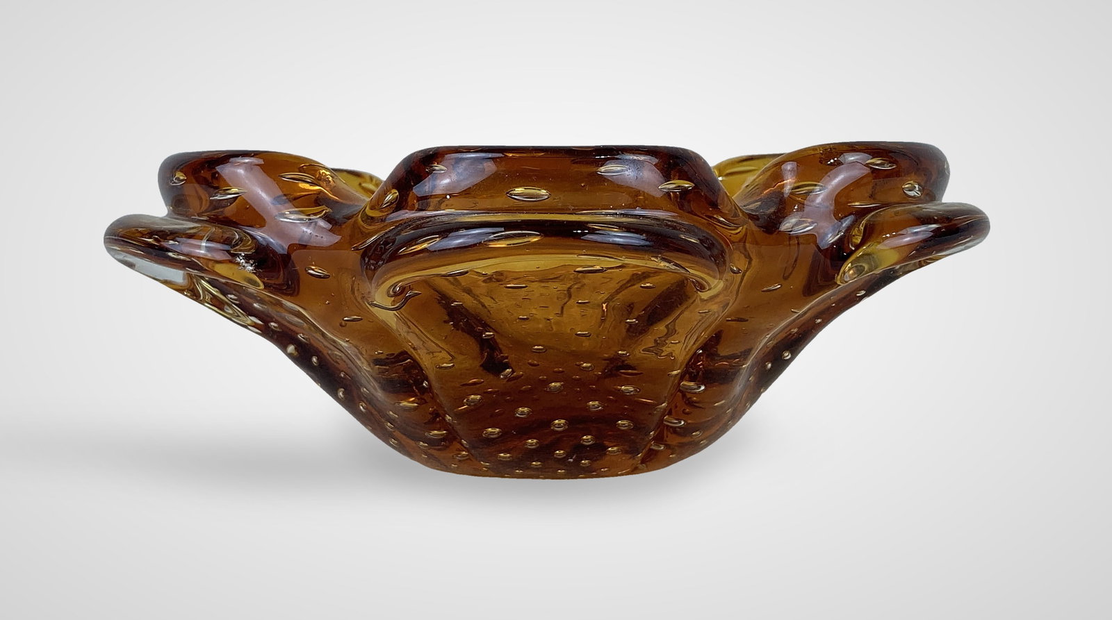 Murano Amber Bullicante Glass Bowl - 4