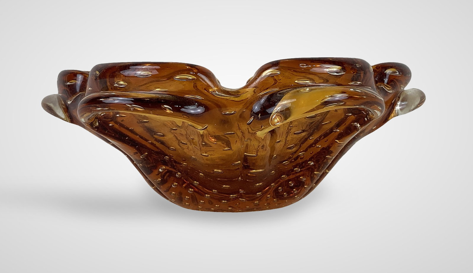 Murano Amber Bullicante Glass Bowl - 5