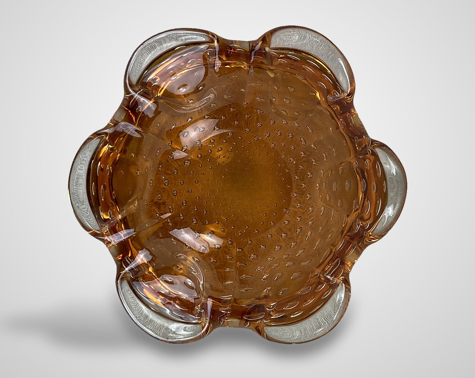 Murano Amber Bullicante Glass Bowl - 7