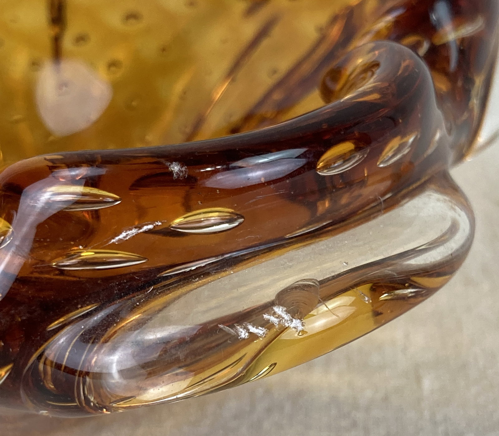 Murano Amber Bullicante Glass Bowl - 8