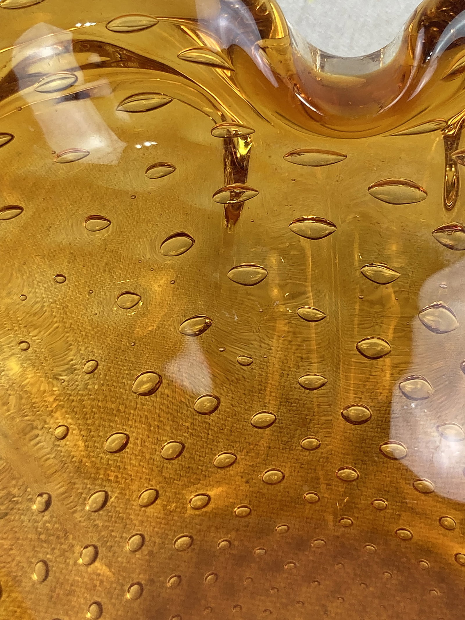 Murano Amber Bullicante Glass Bowl - 9