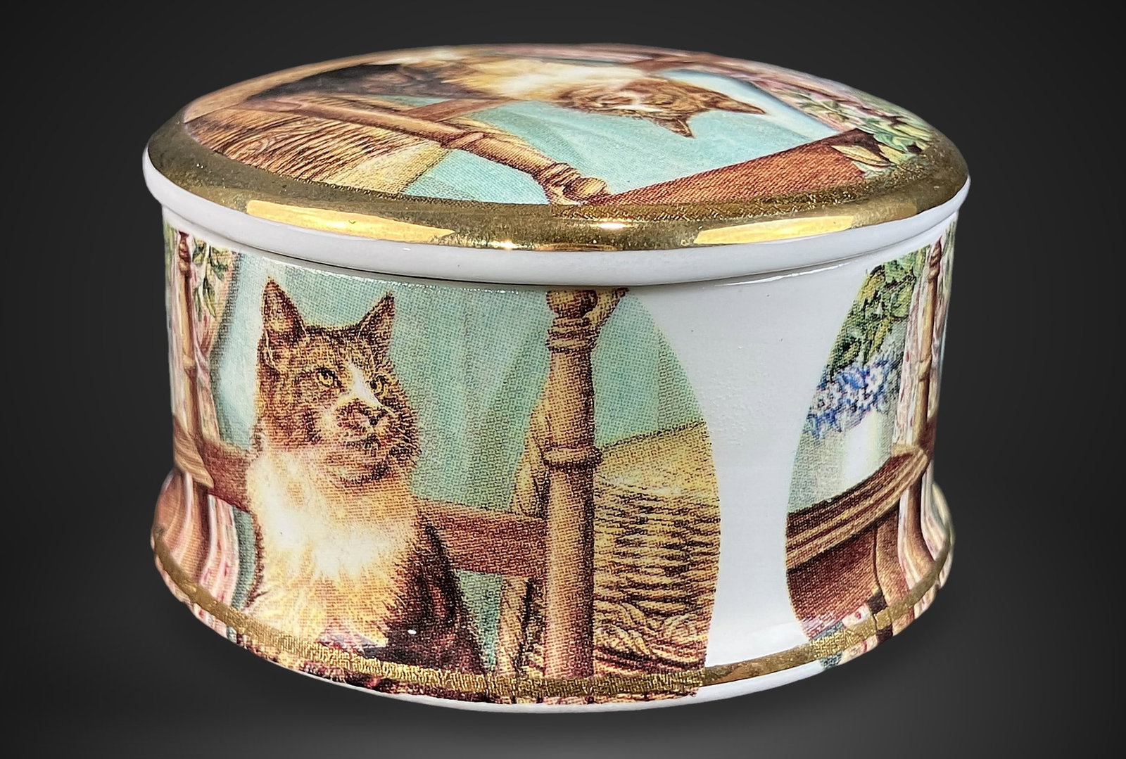 Staffordshire Cat Trinket Box - 8